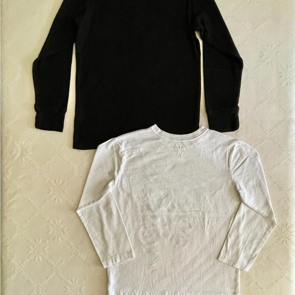 CHILDRENS PLACE, BOYS BLACK THERMAL & WHITE FRANKENSTEIN T-SHIRTS. SIZE M(7/8).